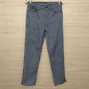 DG2 by Diane Gilman Blue and White Checkered Gingham Crop Ankle Pants Size 4